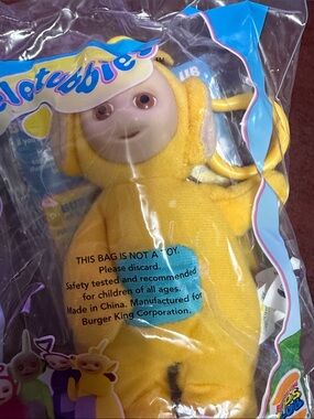 Teletubbies Yellow Clip-On Plush Toy - Burger King Promo * Vintage 1999